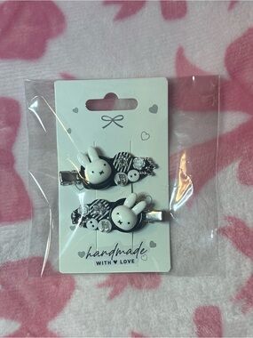 Handmade White Bunny Hair Clips